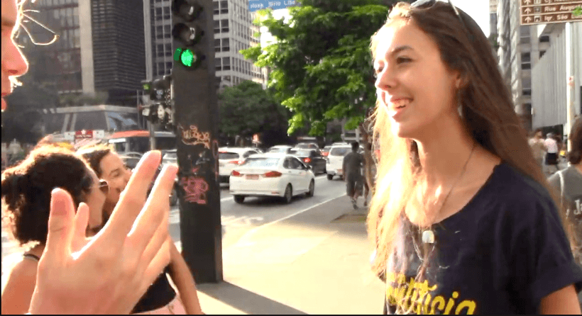 Meeting someone on the street in São Paulo